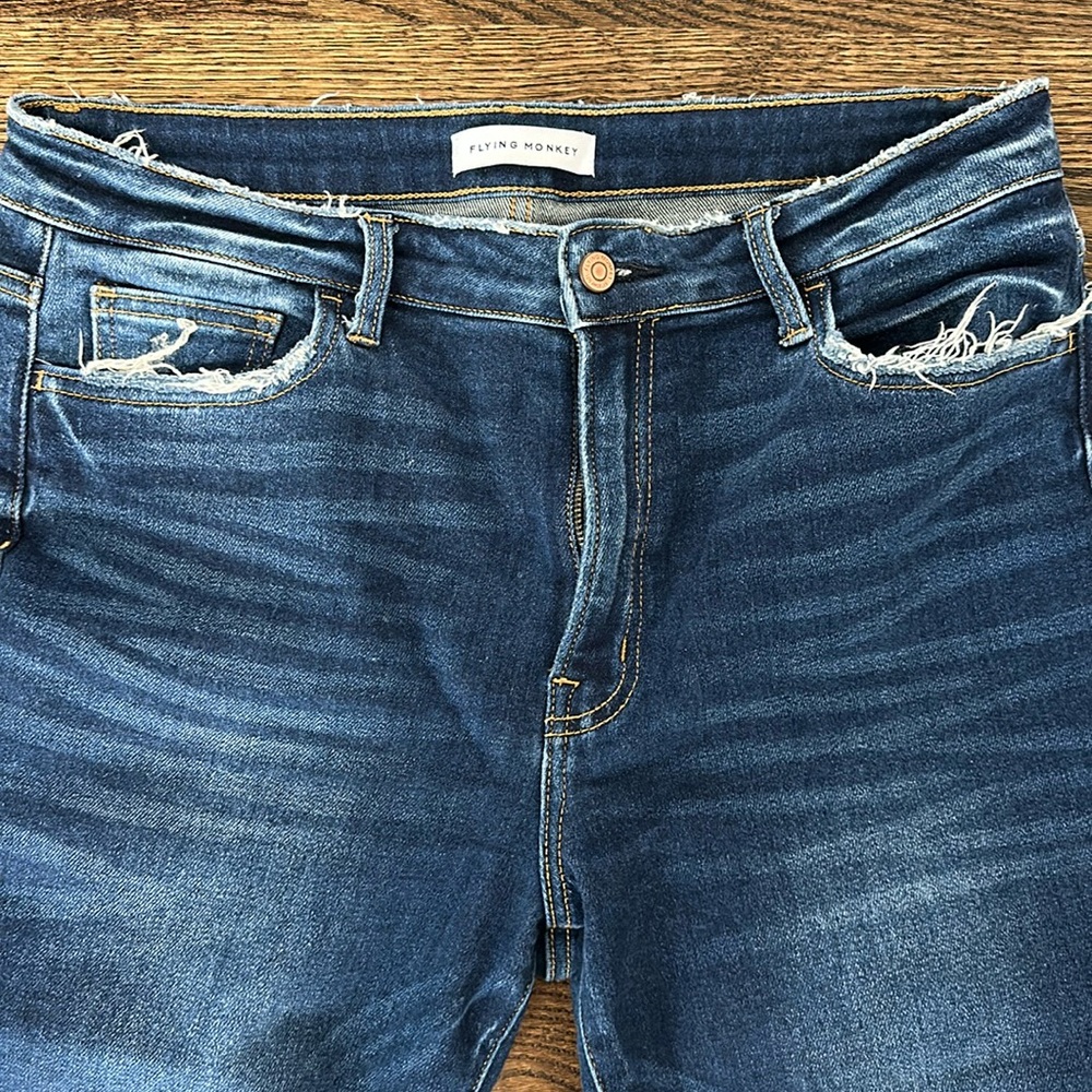 Flying monkey distressed straight jeans